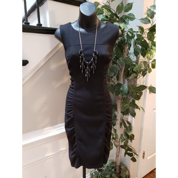 AGB Women's Black Polyester Round Neck Sleeveless Bodycon Knee Length Dress 8 - Picture 1 of 11